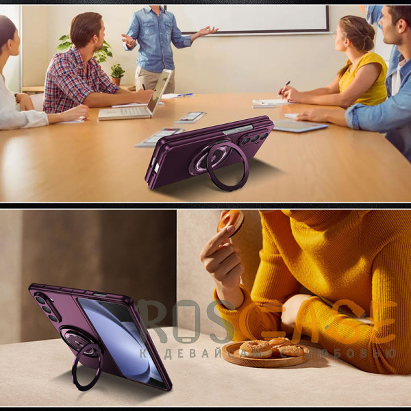 Изображение Бордовый Matte Shield Ring | Тонкий пластиковый чехол с кольцом Magsafe для Samsung Galaxy Z Fold 6