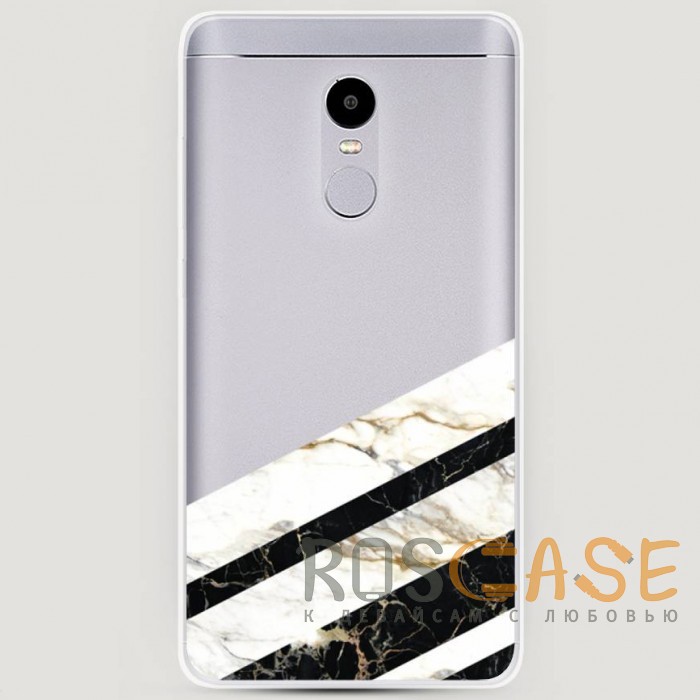 Фото RosCase | Силиконовый чехол Черно-белый мрамор половинка на Xiaomi Redmi Note 4X / Note 4 (Snapdragon)