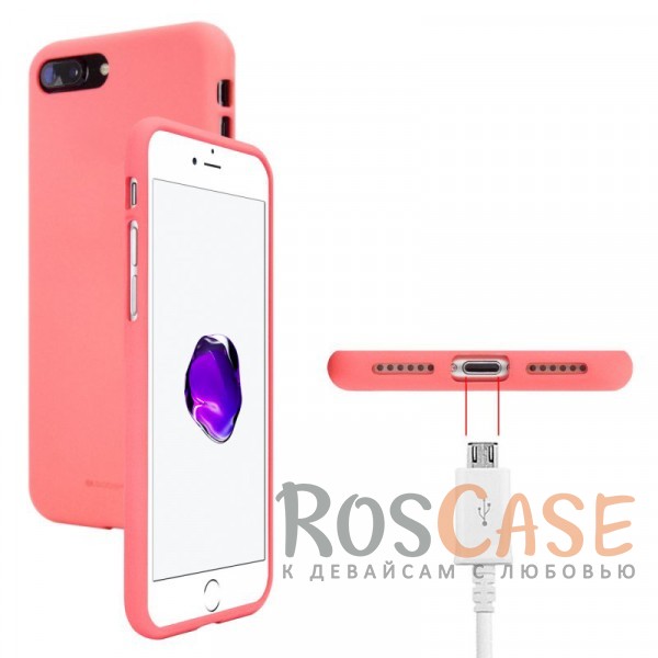 Фотография Розовый Гибкий матовый защитный чехол Mercury Soft Feeling Jelly с поверхностью Soft-Touch для Apple iPhone 7 plus / 8 plus (5.5")