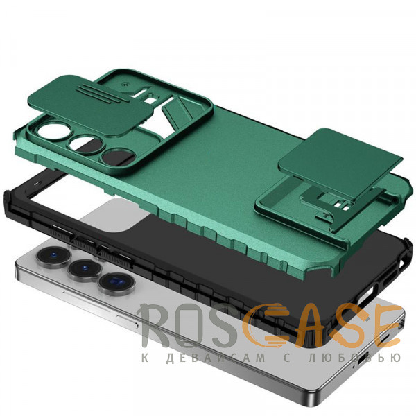 Изображение Зеленый CamShield Holder | Противоударный чехол-подставка для Samsung Galaxy S25 Ultra с защитой камеры