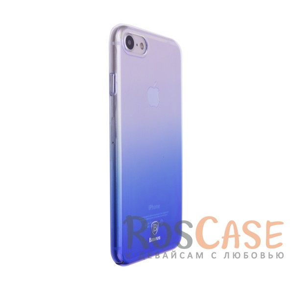 Фото Голубой Блестящая прозрачная накладка Baseus Glaze Ultrathin из тонкого пластика с бензиновым отливом и градиентной расцветкой для Apple iPhone 7 / 8 (4.7")