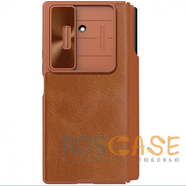 Фотография Коричневый Nillkin Qin PRO | Чехол-книжка из Premium экокожи с защитой камеры для Samsung Galaxy Z Fold 7