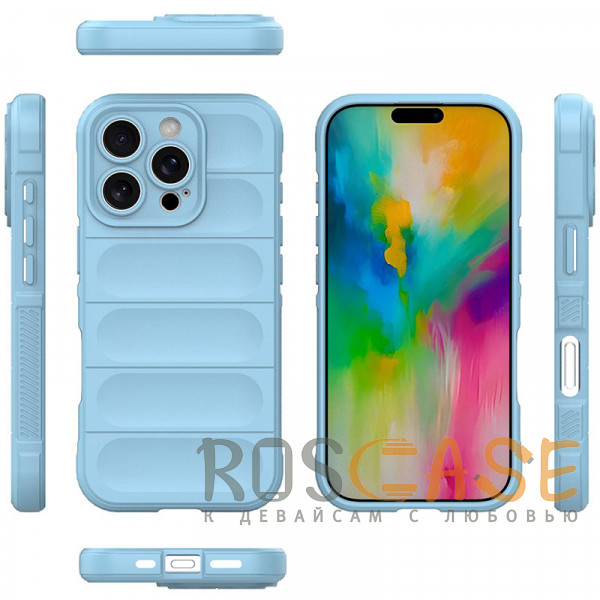 Фото Голубой Flex Silicone | Противоударный чехол для iPhone 16 Pro с защитой камеры и микрофиброй