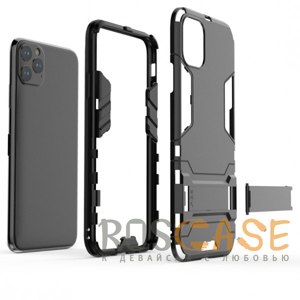 Фото Черный Transformer | Противоударный чехол-подставка для iPhone 11 Pro с мощной защитой корпуса