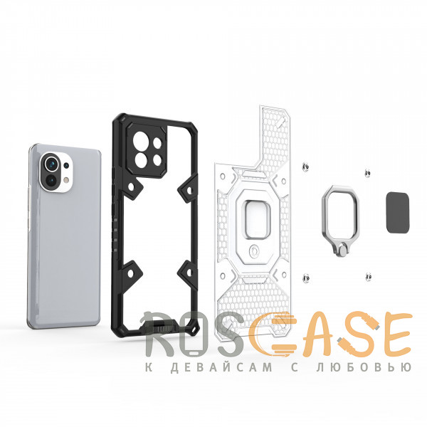 Фото Черный Honeycomb Armor | Противоударный чехол с защитой камеры и кольцом для Xiaomi Mi 11