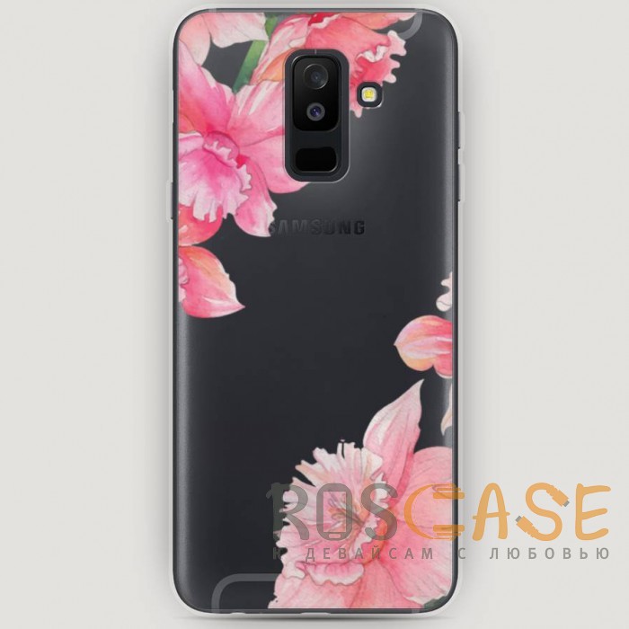 Фото RosCase | Силиконовый чехол Розовые цветочные уголки на Samsung Galaxy A6 Plus (2018)
