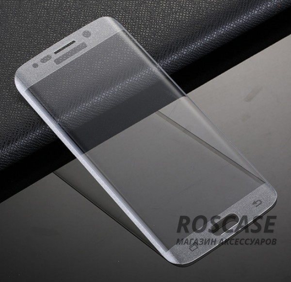 Фото Серебряный Противоударное закаленное стекло 0.2mm с защитой на весь экран Samsung G925F Galaxy S6 Edge (2.5D)