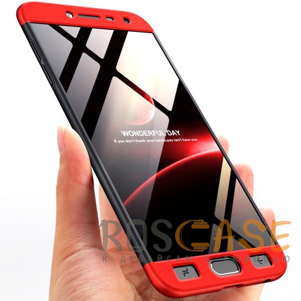 Изображение Черный / Красный GKK LikGus 360° | Двухсторонний чехол для Samsung J400F Galaxy J4 (2018) с защитными вставками