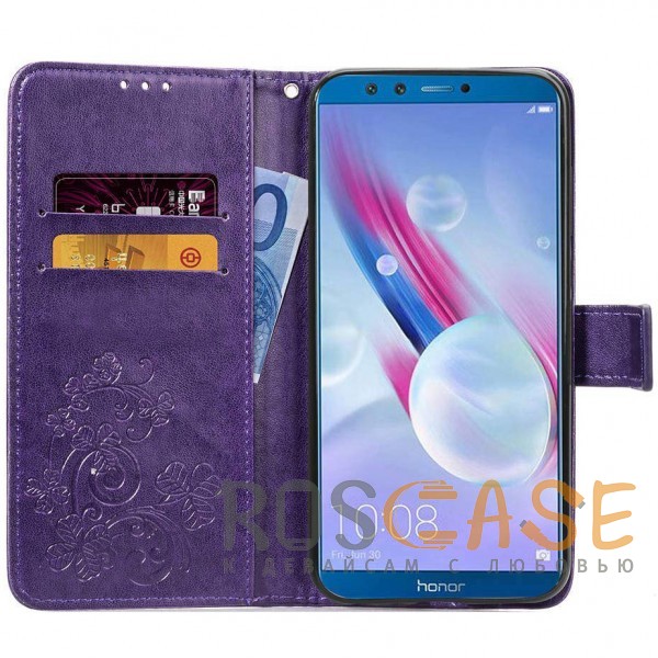 Фото Фиолетовый Чехол-книжка с узорами на магнитной застёжке для Huawei Honor 9 Lite