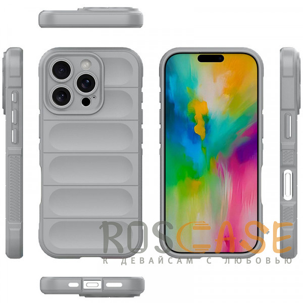 Фото Серый Flex Silicone | Противоударный чехол для iPhone 16 Pro с защитой камеры и микрофиброй