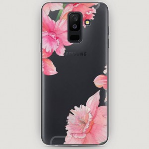 RosCase | Силиконовый чехол Розовые цветочные уголки на Samsung Galaxy A6 Plus (2018)