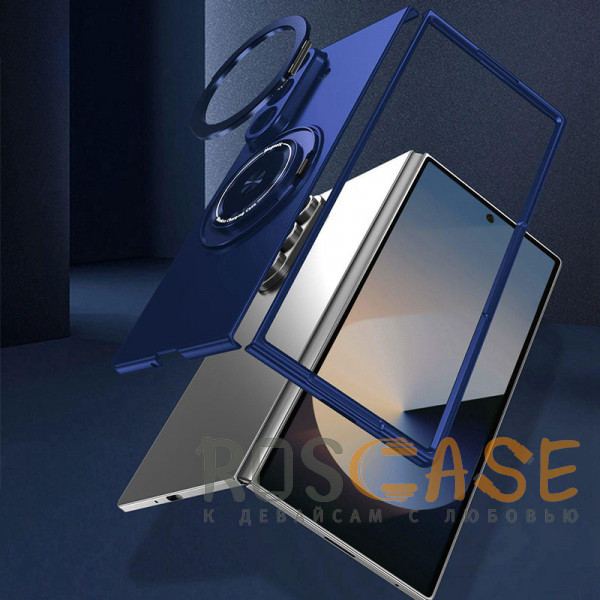 Фото Темно-синий Matte Shield Ring | Тонкий пластиковый чехол с кольцом Magsafe для Samsung Galaxy Z Fold 8 Ultra