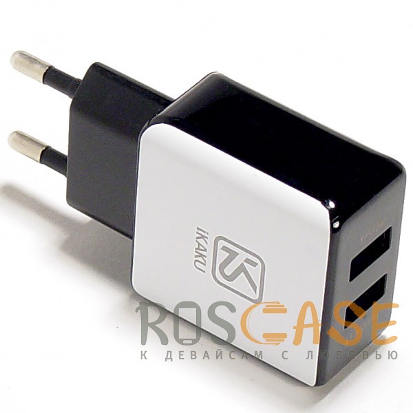Изображение Белый iKAKU Thunder | Сетевое зарядное устройство с двумя разъемами USB (2,5А)