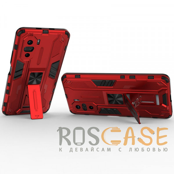 Фотография Красный Galvatron | Противоударный чехол-подставка для Xiaomi Poco F3 / Mi 11X (Pro) / Redmi K40 (Pro) с защитой камеры
