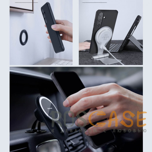 Фотография Черный Nillkin Super Frosted Shield Magnetic | Пластиковый чехол с поддержкой магнитной зарядки Magsafe для Samsung Galaxy S24 Plus