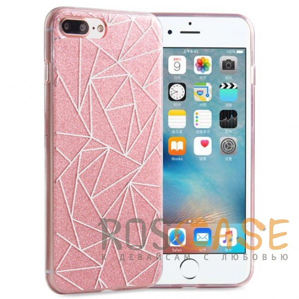 Фотография Розовый Силиконовый чехол для iPhone 7 Plus / 8 Plus с блестящим геометрическим узором