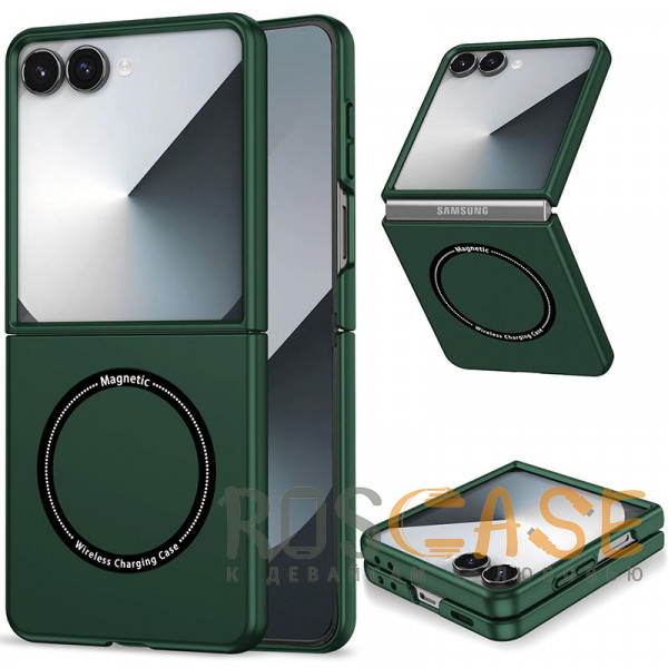 Фото Темно-зеленый Matte Shield | Тонкий матовый пластиковый чехол с поддержкой Magsafe для Samsung Galaxy Z Flip 8