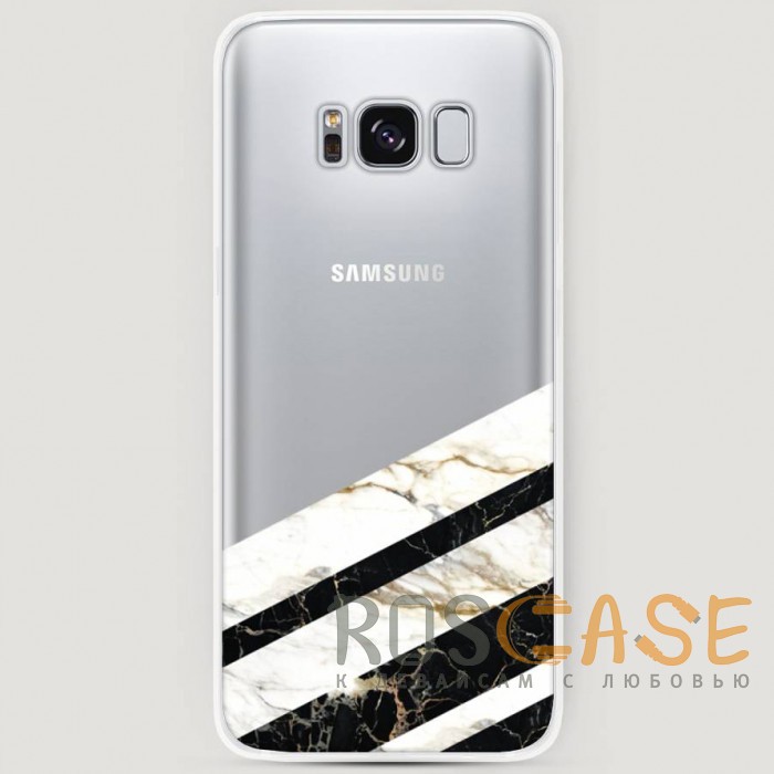 Фото RosCase | Силиконовый чехол Черно-белый мрамор половинка на Samsung G950 Galaxy S8