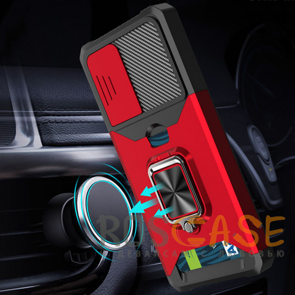 Фотография Красный Multi Case | Чехол с кольцом, отделением для карты и шторкой камеры для Samsung Galaxy A34