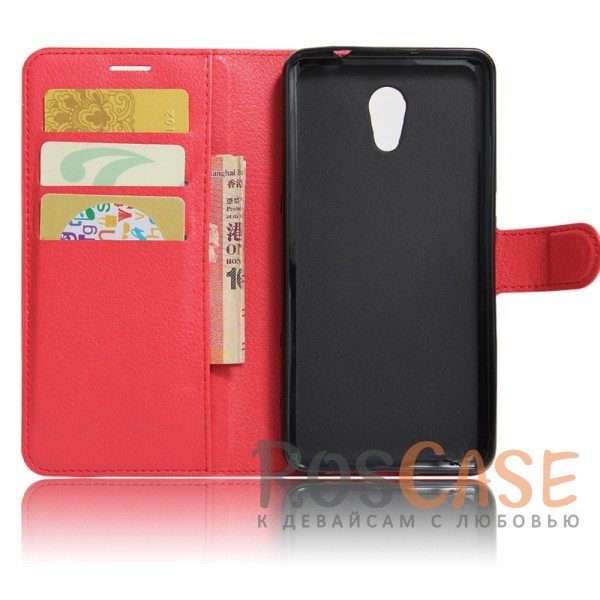 Фото Красный Wallet | Кожаный чехол-кошелек с внутренними карманами для Meizu M5 Note