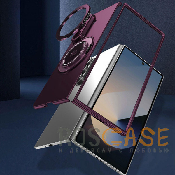 Фото Бордовый Matte Shield Ring | Тонкий пластиковый чехол с кольцом Magsafe для Samsung Galaxy Z Fold 8 Ultra