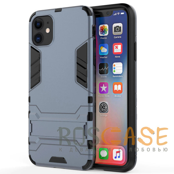Фото Синий Transformer | Противоударный чехол-подставка для iPhone 11 с мощной защитой корпуса