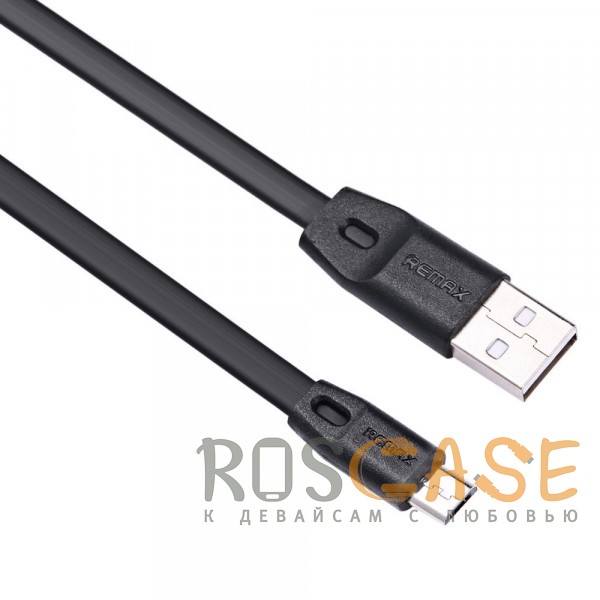Фотография Черный Remax RC-001m | Плоский дата кабель с разъемом microUSB (1 метр)