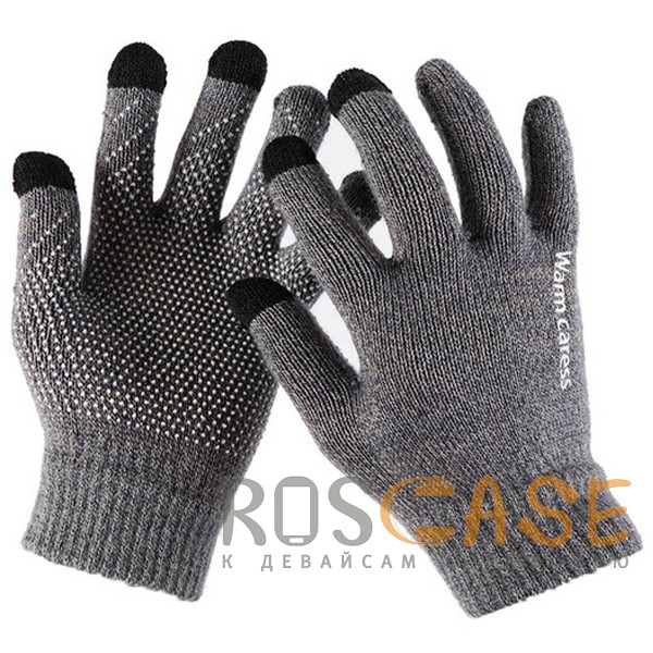 Фото Темно-серый Warm caress | Емкостные перчатки утепленные (нескользящие)