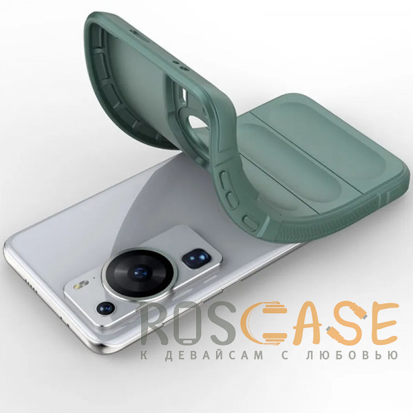 Фотография Зеленый Flex Silicone | Противоударный чехол для Huawei P60 / P60 Pro с защитой камеры и микрофиброй