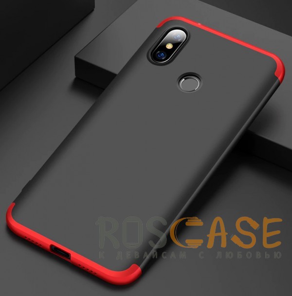Фото Черный / Красный GKK LikGus 360° | Двухсторонний чехол для Xiaomi Redmi Note 6 Pro с защитными вставками