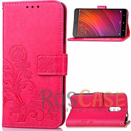 Фото Розовый Чехол-книжка с узорами на магнитной застёжке для Xiaomi Redmi Note 4X / Note 4 (SD)