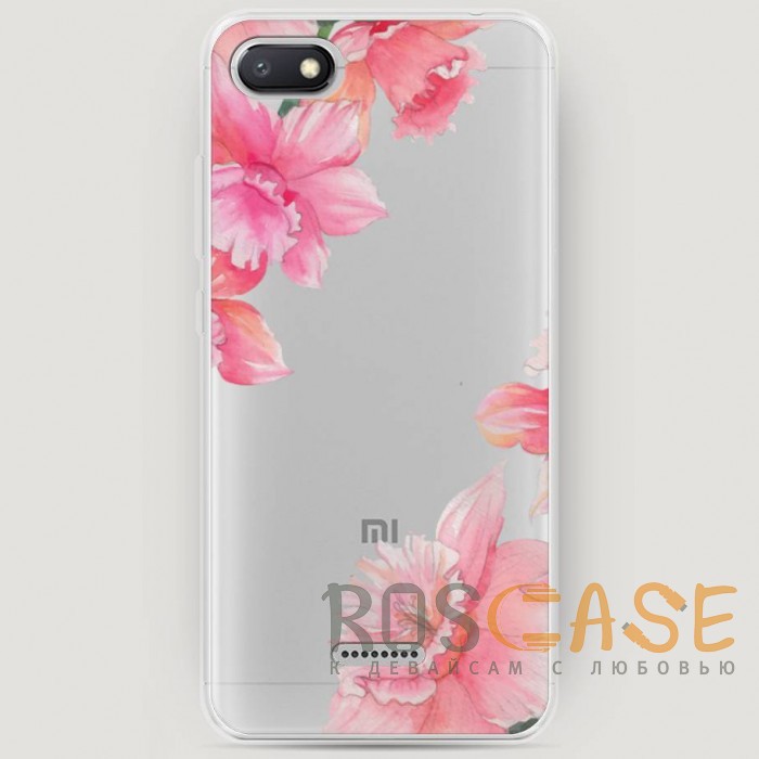 Фото RosCase | Силиконовый чехол Розовые цветочные уголки на Xiaomi Redmi 6A