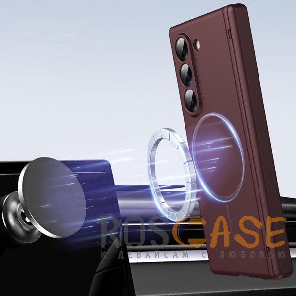 Изображение Бордовый Чехол 3D с Magsafe и внешним стеклом для Samsung Galaxy Z Fold 6