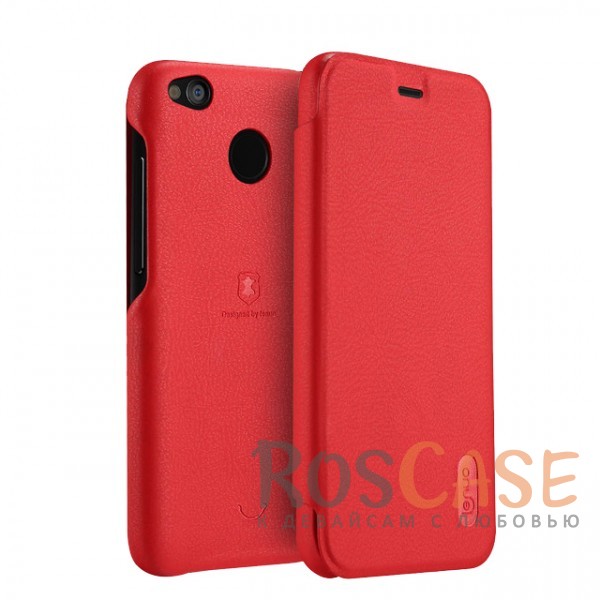 Фото Красный Кожаный текстурный чехол-книжка Lenuo с отделением для карт для Xiaomi Redmi 4X