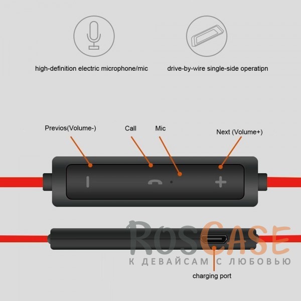 Изображение Красный Bluetooth наушники с заушинами и гарнитурой StyleSport