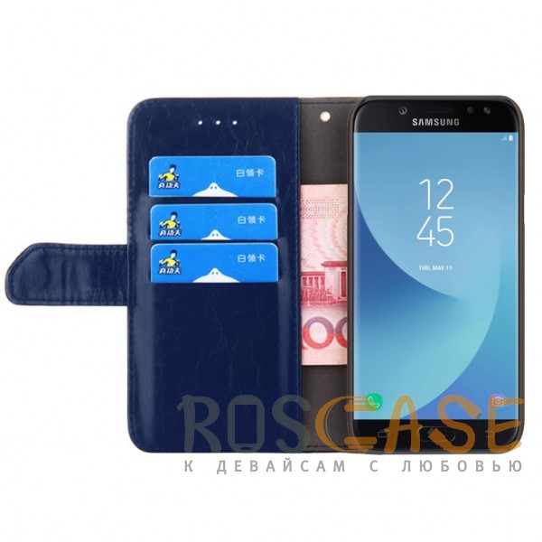 Изображение Синий Ktry | Чехол-книжка для Samsung J730 Galaxy J7 (2017) с магнитной застежкой