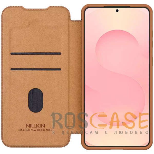 Фото Коричневый Nillkin Qin PRO | Чехол-книжка из Premium экокожи с защитой камеры для Samsung Galaxy S25 Edge