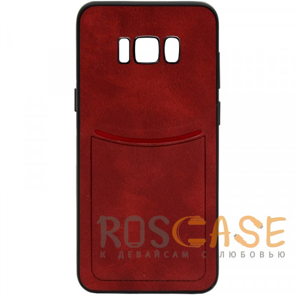Фото Красный ILEVEL | Чехол с кожаным покрытием и с карманом-визитницей для Samsung G950 Galaxy S8