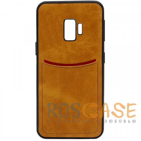 Фото Светло-коричневый ILEVEL | Чехол с кожаным покрытием и с карманом-визитницей для Samsung Galaxy S9