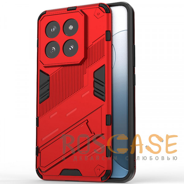 Фото Красный Megatron | Противоударный чехол-подставка для Xiaomi Mi 14 Pro с защитой камеры