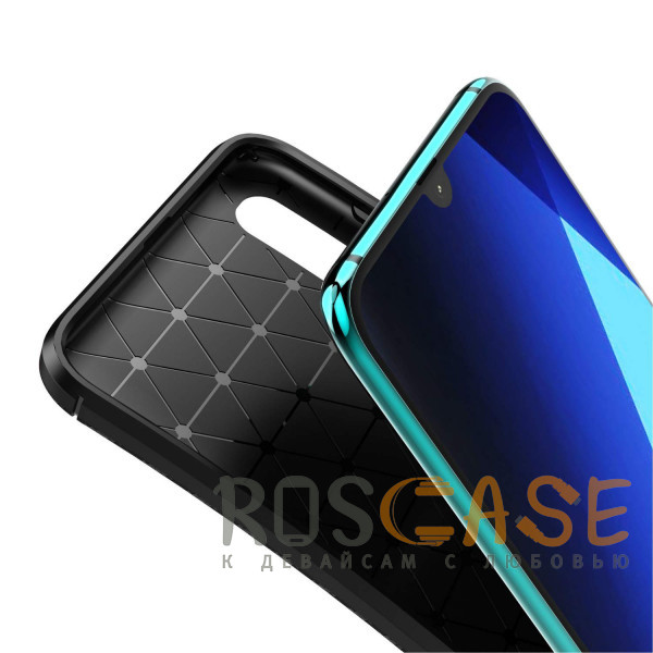 Фотография Черный Силиконовый матовый чехол с текстурой Карбон для Samsung Galaxy A70 (A705F)