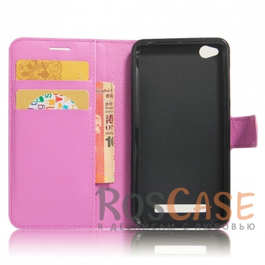 Изображение Фиолетовый Wallet | Кожаный чехол-кошелек с внутренними карманами для Xiaomi Redmi 4a
