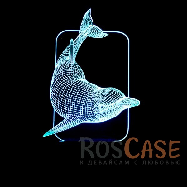 Фото Дельфин Светодиодный 3D светильник-ночник с проекцией объемного изображения "Дельфин"