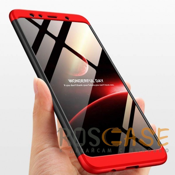 Фотография Черный / Красный GKK LikGus 360° | Двухсторонний чехол для Samsung A750 Galaxy A7 (2018) с защитными вставками