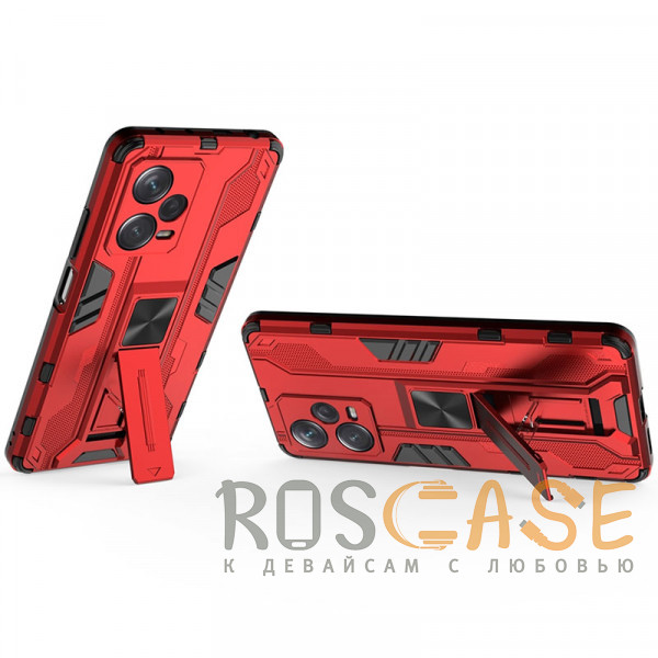 Фотография Красный Galvatron | Противоударный чехол-подставка для Xiaomi Redmi Note 12 Pro 5G / Poco X5 Pro с защитой камеры