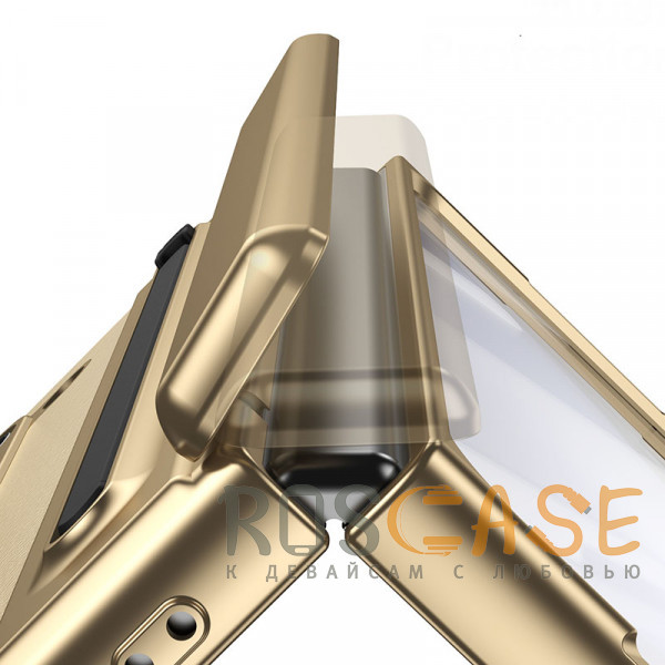 Фото Золотой Чехол 3D с кожаной вставкой и стилусом для Samsung Galaxy Z Fold 5
