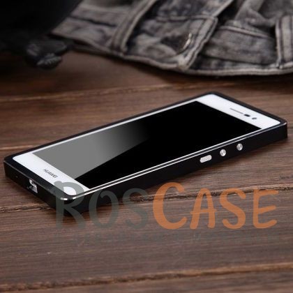 Фото Черный / Черный LUPHIE Metal Frame | Металлический бампер для Huawei Ascend P7 с глянцевой панелью