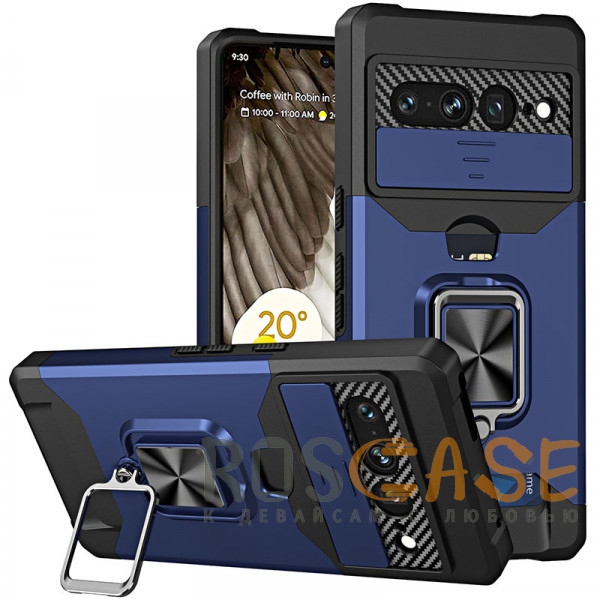 Фотография Темно-синий Multi Case | Чехол с кольцом, отделением для карты и шторкой камеры для Google Pixel 7 Pro