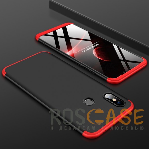 Фото Черный / Красный GKK LikGus 360° | Двухсторонний чехол для Xiaomi Mi 8 с защитными вставками