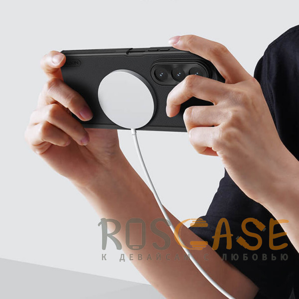 Фотография Черный Nillkin Synthetic Fiber Magnetic | Чехол с карбоновой текстурой для Samsung Galaxy Z Fold 7 с поддержкой Magsafe